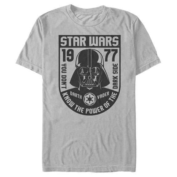 Men's Star Wars Vader 1977 Recruit Poster  Graphic Tee Silver X Large