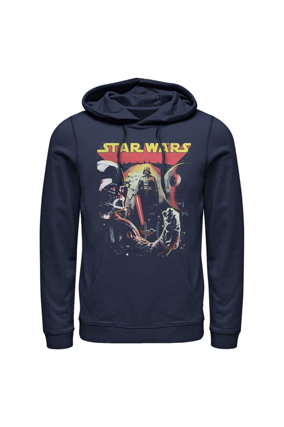 Men's Star Wars Vader Collage Pull Over Hoodie Navy Blue Large