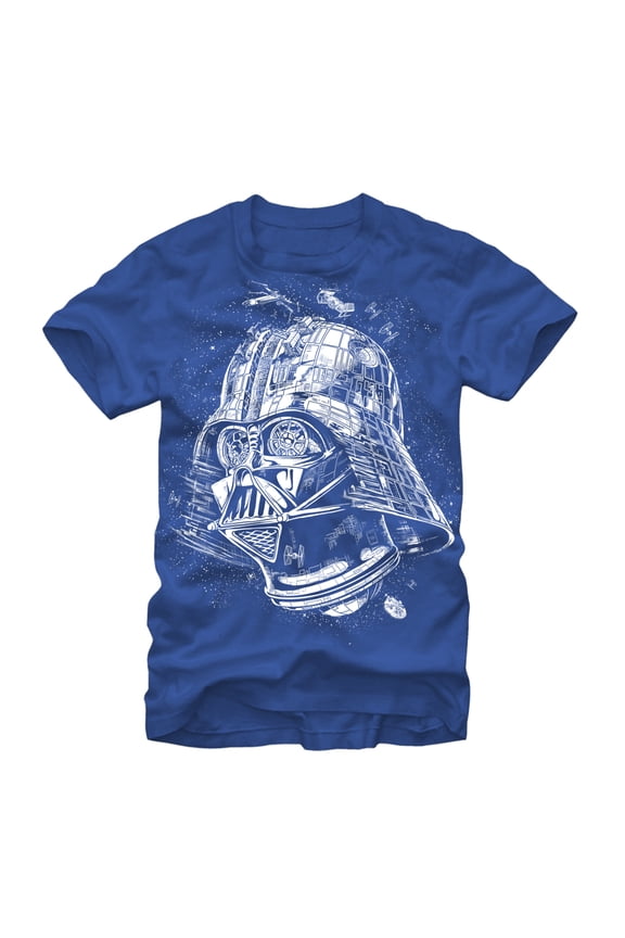 Men's Star Wars Vader Death Star Graphic Tee Royal Medium