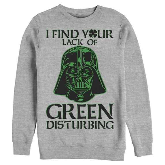 Men's Star Wars St. Patrick's Day Darth Vader I Find your Lack of Green Disturbing Sweatshirt Athletic Heather Medium