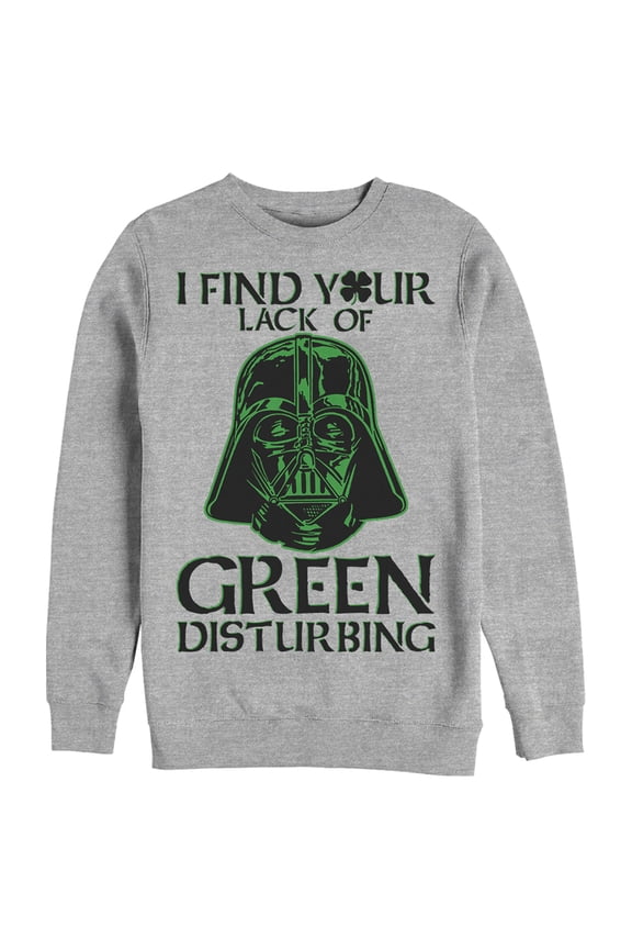 Men's Star Wars St. Patrick's Day Darth Vader I Find your Lack of Green Disturbing Sweatshirt Athletic Heather Medium