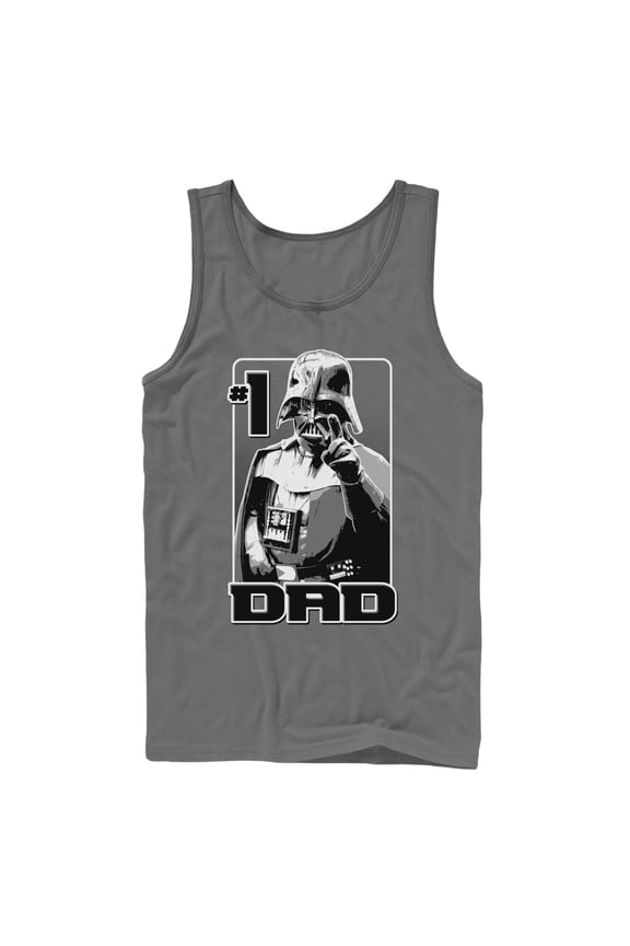 Men's Star Wars Vader Number One Dad Tank Top Charcoal Large