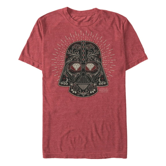 Men's Star Wars Vader Sugar Skull Helmet Aura Graphic Tee Red Heather X Large