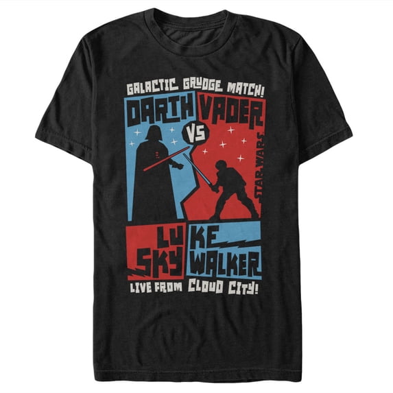 Men's Star Wars Vader and Luke Grudge Match Graphic Tee Black Small