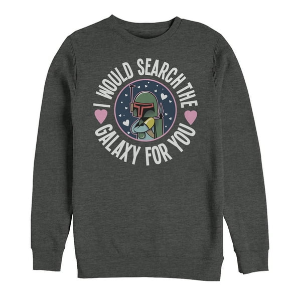 Men's Star Wars Valentine Boba Fett Search the Galaxy Sweatshirt Charcoal Heather 2X Large