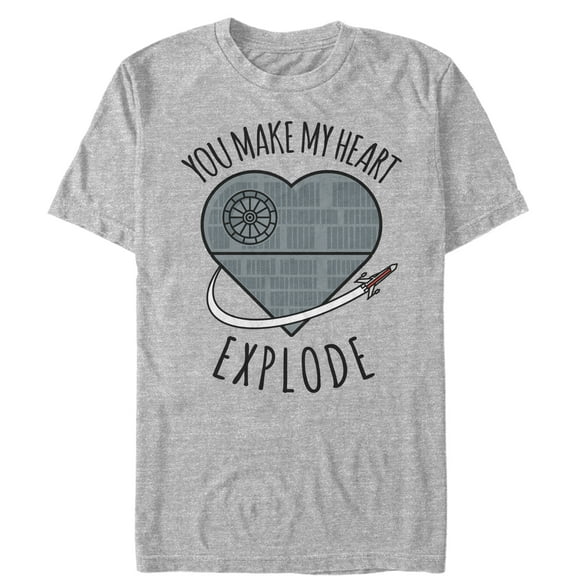 Men's Star Wars Valentine Death Star Heart  Graphic Tee Athletic Heather Small