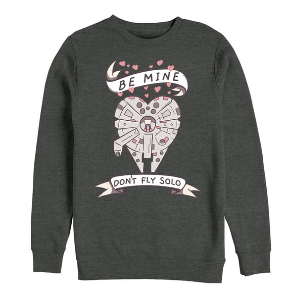 Men's Star Wars Valentine Don't Fly Solo  Sweatshirt Charcoal Heather Small
