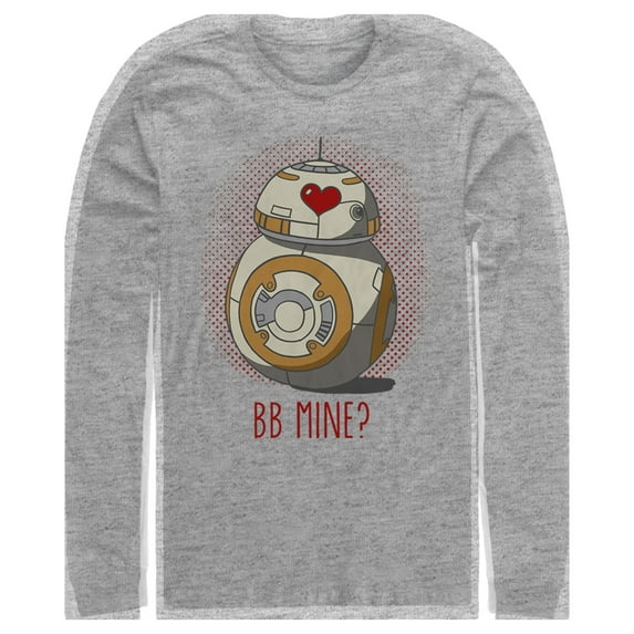 Men's Star Wars Valentine's Day BB Mine? Long Sleeve Shirt Athletic Heather Medium