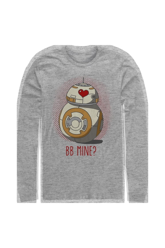 Men's Star Wars Valentine's Day BB Mine? Long Sleeve Shirt Athletic Heather Medium