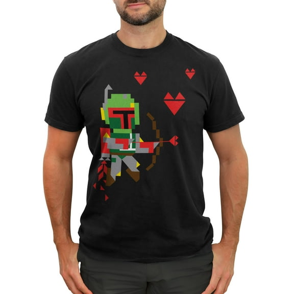 Men's Star Wars Valentine's Day Boba Fett Cupid  Graphic Tee Black Large