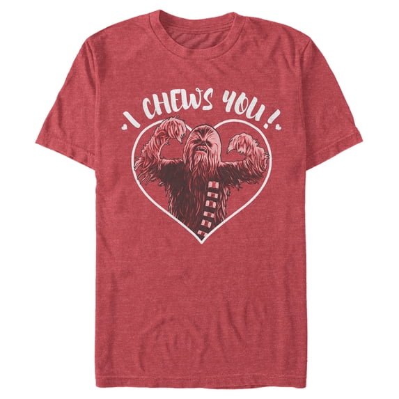 Men's Star Wars Valentine's Day I Chews You Graphic Tee Red Heather Small