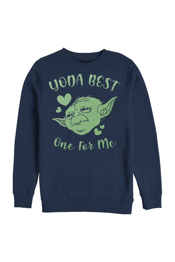 Men's Star Wars Valentine's Day Yoda Best One for Me Sweatshirt Navy Blue Small