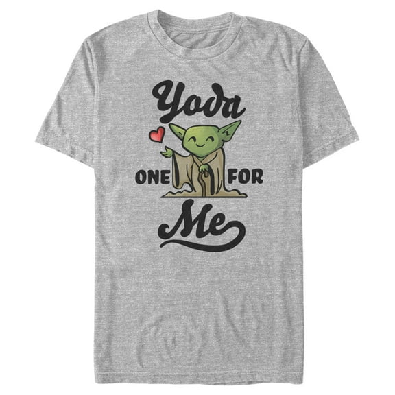 Men's Star Wars Valentine's Day Yoda One for Me Cartoon  Graphic Tee Athletic Heather X Large