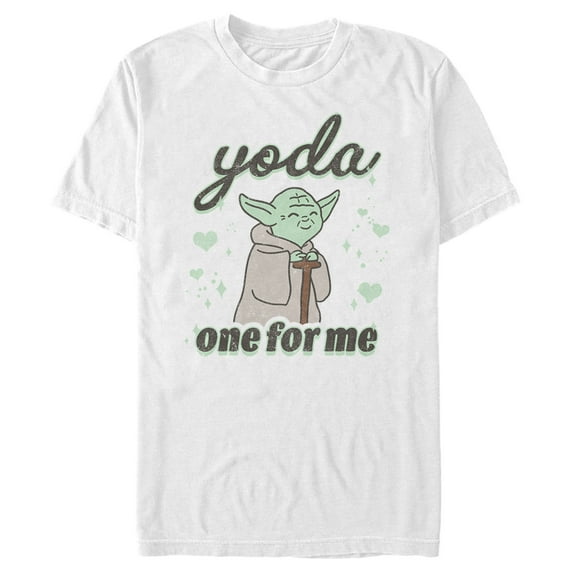 Men's Star Wars Valentine's Day Yoda One for Me Distressed Graphic Tee White 3X Large