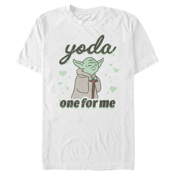 Men's Star Wars Valentine's Day Yoda One for Me Distressed  Graphic Tee White Medium