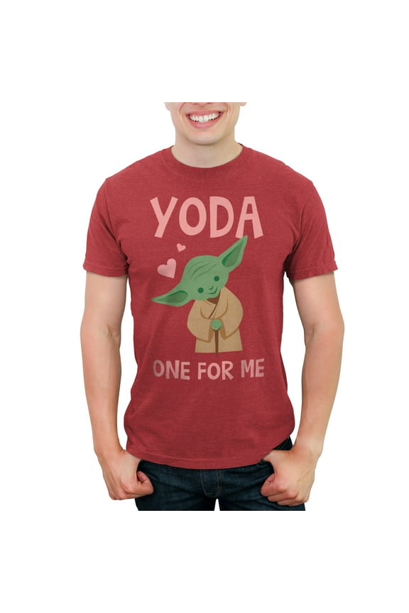 Men's Star Wars Valentine's Day Yoda One for Me Simple  Graphic Tee Red Heather X Large