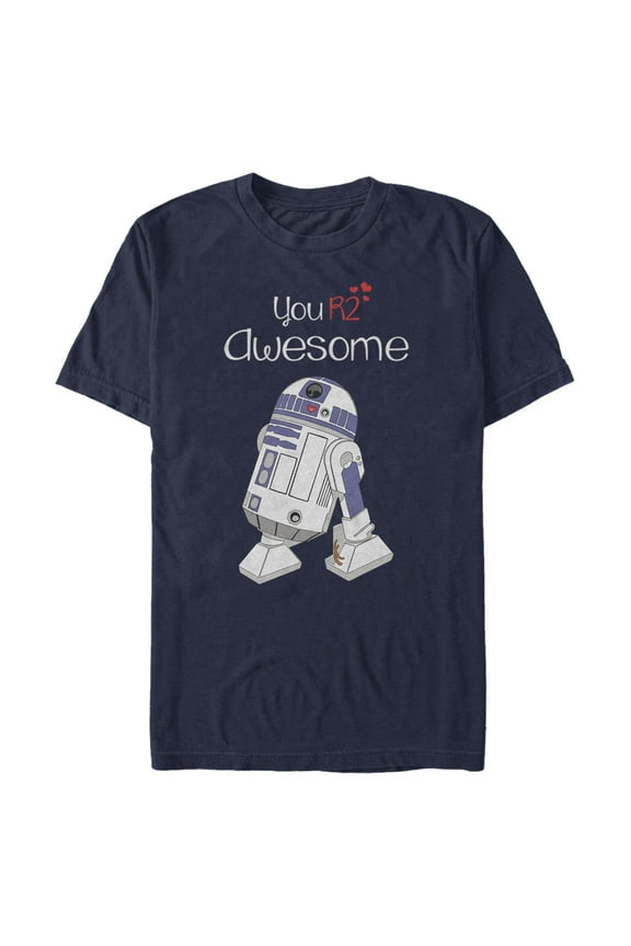 Men's Star Wars Valentine's Day You R2 Awesome Graphic Tee Navy Blue Large