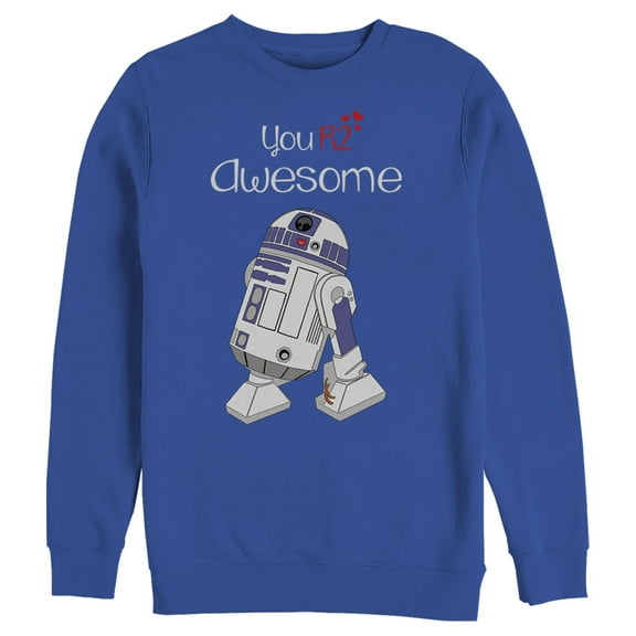 Men's Star Wars Valentine's Day You R2 Awesome  Sweatshirt Royal Blue 3X Large