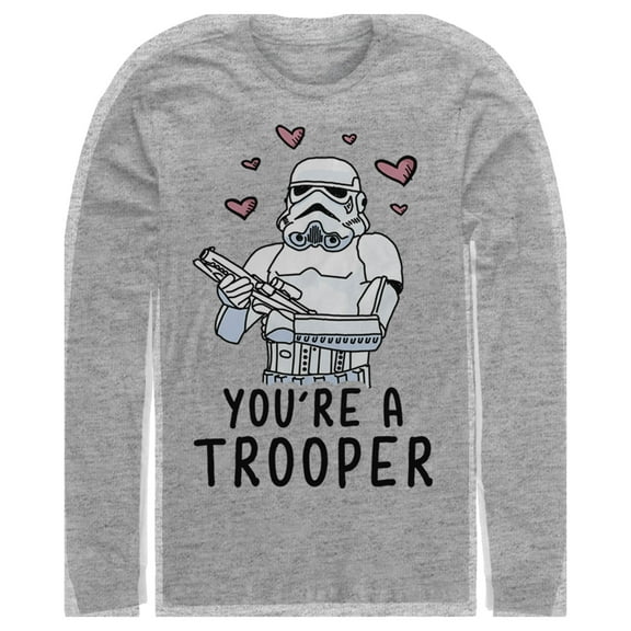 Men's Star Wars Valentine's Day You're A Trooper Long Sleeve Shirt Athletic Heather Large