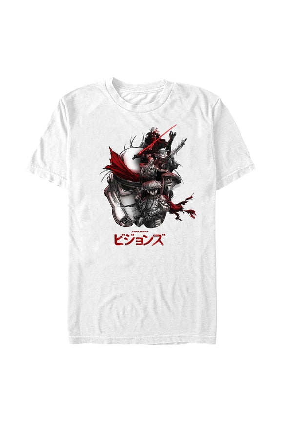 Men's Star Wars: Visions Anime Faces  Graphic Tee White Large