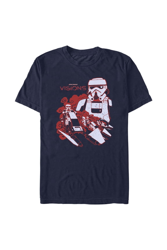 Men's Star Wars: Visions Stormtroopers in Action Graphic Tee Navy Blue Large
