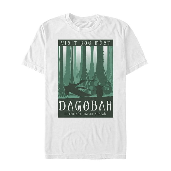 Men's Star Wars Visit Dagobah Travel Poster Graphic Tee White Large