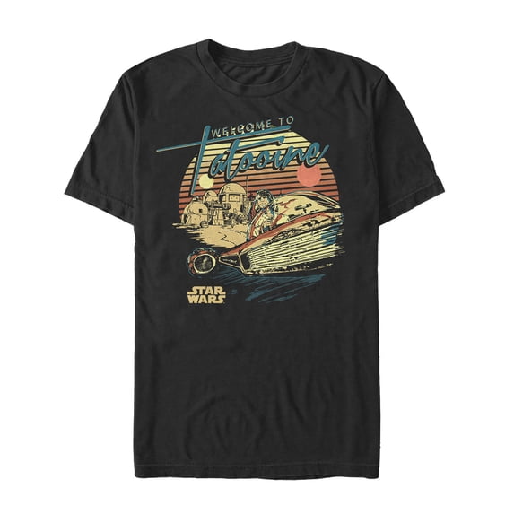 Men's Star Wars Welcome to Tatooine Travel Poster Graphic Tee Black 3X Large