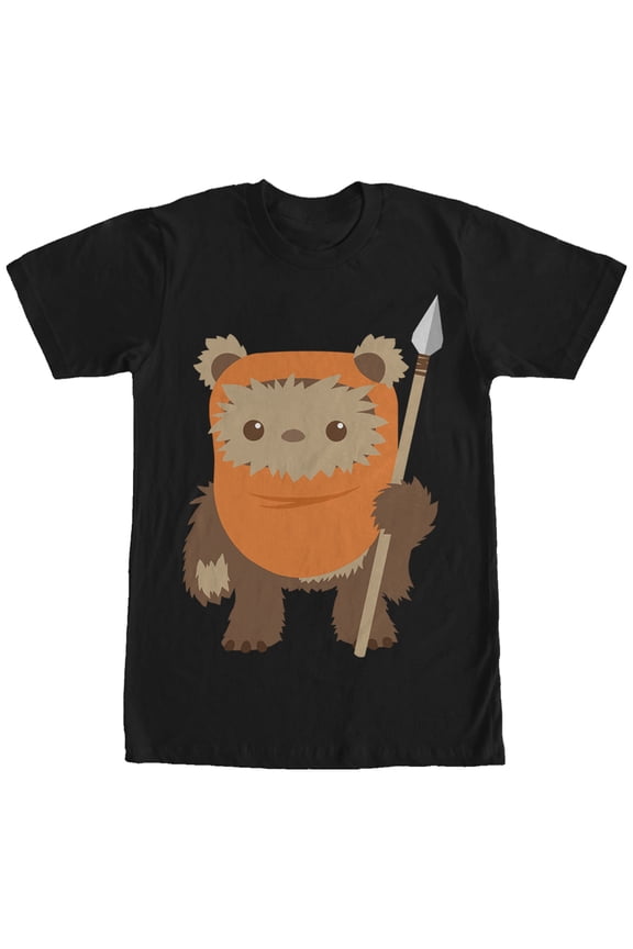 Men's Star Wars Wicket Ewok Cartoon Graphic Tee Black 2X Large