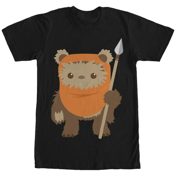 Men's Star Wars Wicket Ewok Cartoon  Graphic Tee Black Small