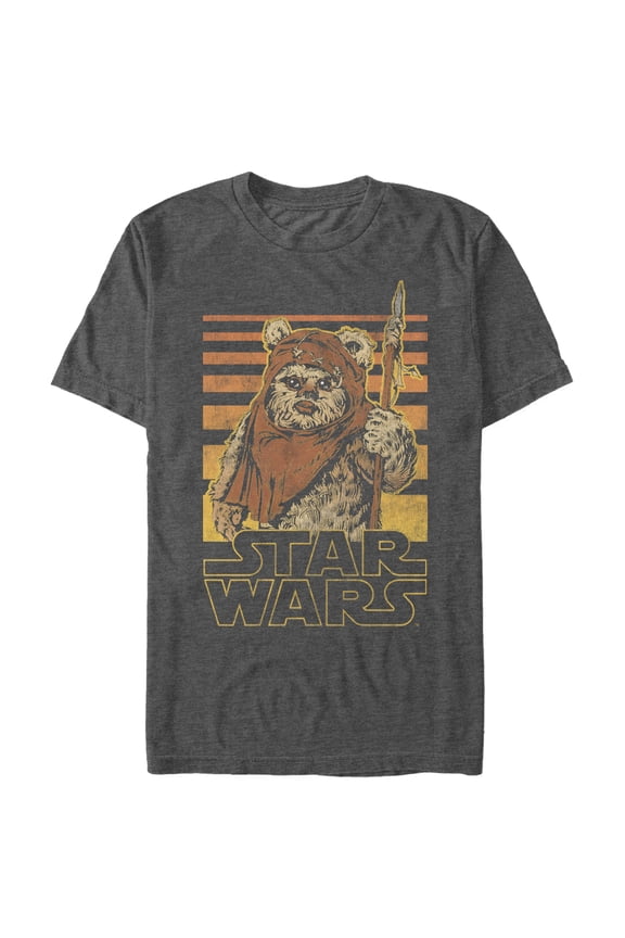 Men's Star Wars Wicket Ewok Stripes Graphic Tee Charcoal Heather 2X Large