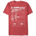 thumbnail image 1 of Men's Star Wars X-Wing Schematics - Heather T-shirt Medium Red, 1 of 4