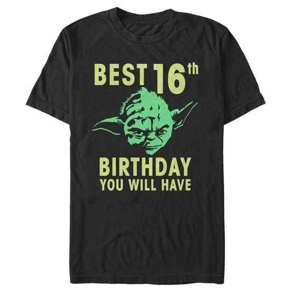 Men's Star Wars Yoda Best 16th Birthday You Will Have Stencil Graphic Tee Black Large