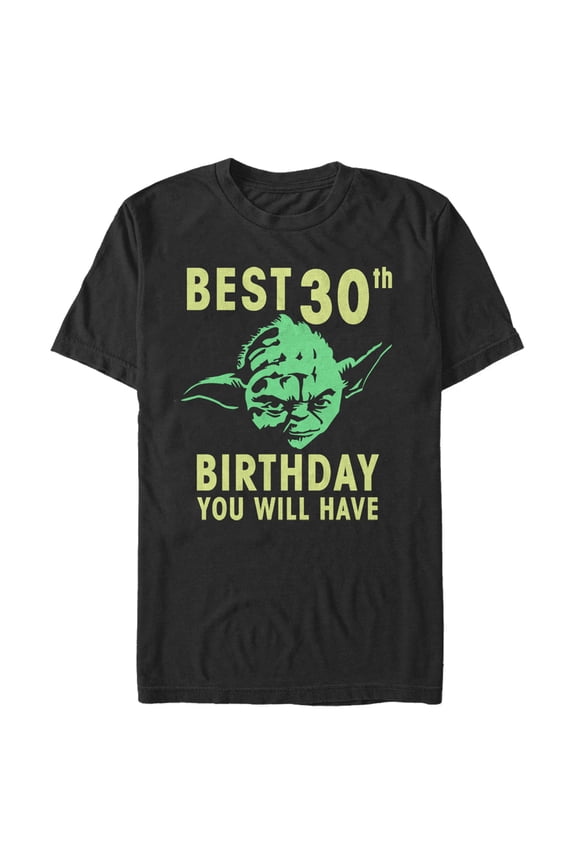 Men's Star Wars Yoda Best 30th Birthday You Will Have Stencil Graphic Tee Black Large