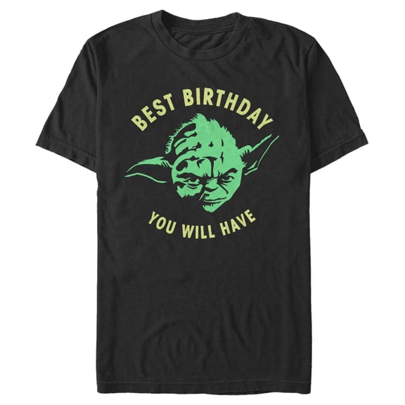 Men's Star Wars Yoda Best Birthday You Will Have Stencil Graphic Tee Black Medium