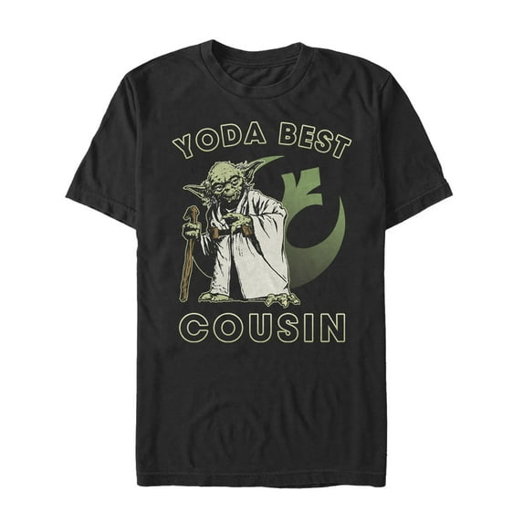Men's Star Wars Yoda Best Cousin Graphic Tee Black Medium