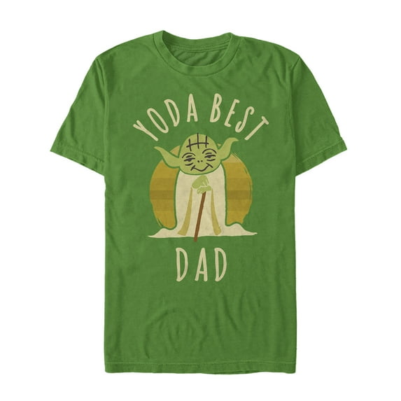 Men's Star Wars Yoda Best Dad Cartoon Graphic Tee Kelly Green Large