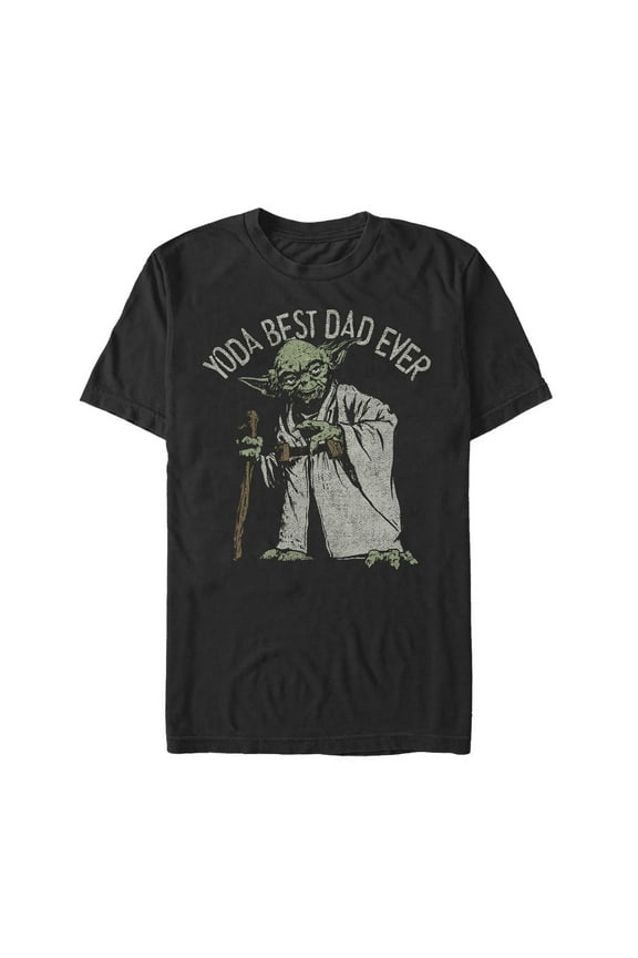 Men's Star Wars Yoda Best Dad Ever Graphic Tee Black Medium