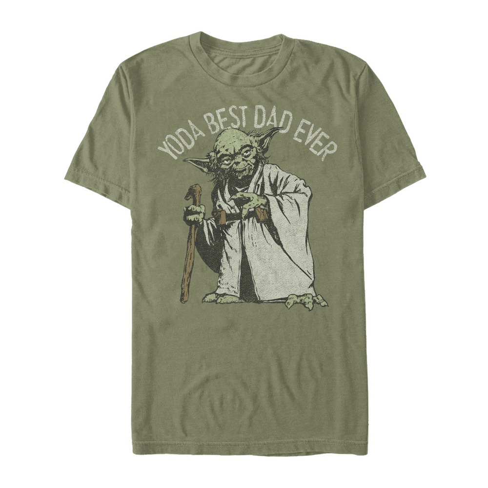 Men's Star Wars Yoda Best Dad Ever  Graphic Tee Military Green Large - image 1 of 4