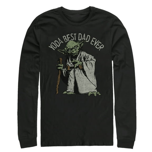 Men's Star Wars Yoda Best Dad Ever  Long Sleeve Shirt Black X Large