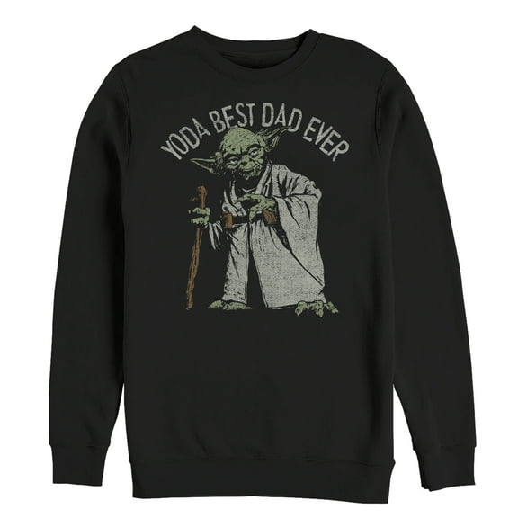 Men's Star Wars Yoda Best Dad Ever  Sweatshirt Black 3X Large