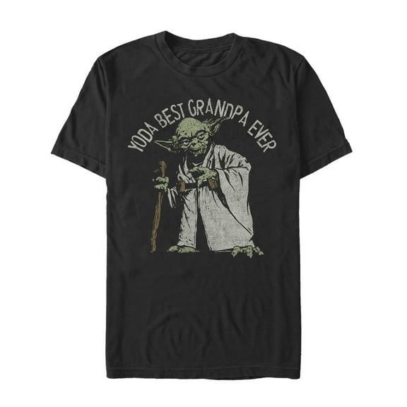 Men's Star Wars Yoda Best Grandpa Ever  Graphic Tee Black Large