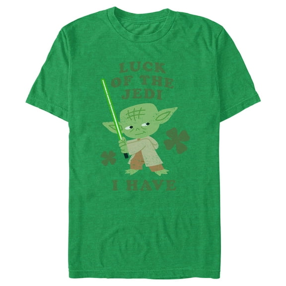 Men's Star Wars Yoda Luck of the Jedi I Have  Graphic Tee Kelly Heather Large