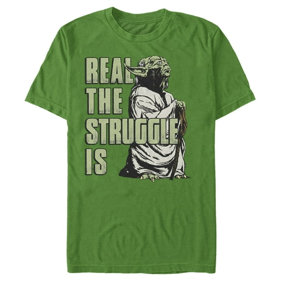 Men's Star Wars Yoda Real the Struggle Is Graphic Tee Kelly Green Large