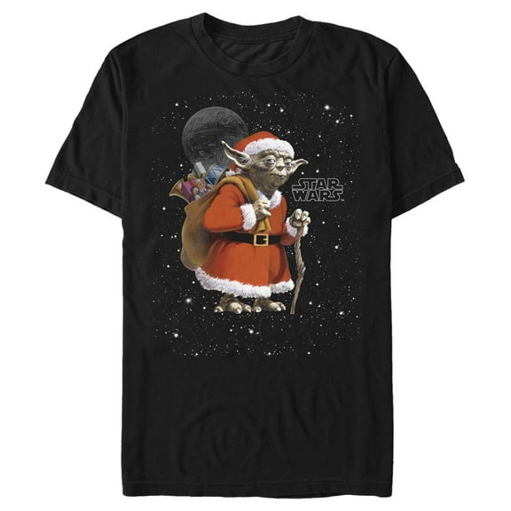Men's Star Wars Yoda Santa Claus Graphic Tee Black Small