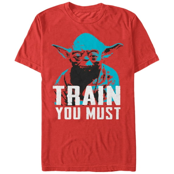 Men's Star Wars Yoda Small You are Train You Must Graphic Tee Red Small