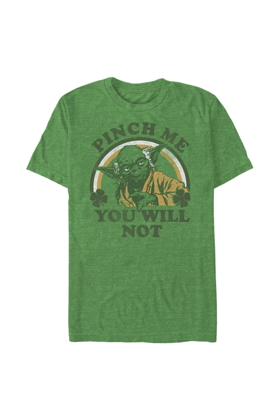 Men's Star Wars Yoda St. Patrick's Day Pinch Me You Will Not Graphic Tee Kelly Heather Medium