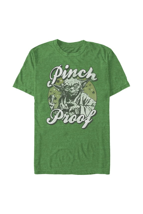 Men's Star Wars Yoda St. Patrick's Day Pinch Proof Graphic Tee Kelly Heather X Large
