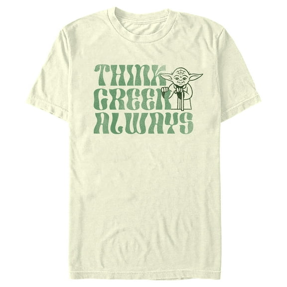 Men's Star Wars Yoda St. Patrick's Day Think Green Always  Graphic Tee Beige Large