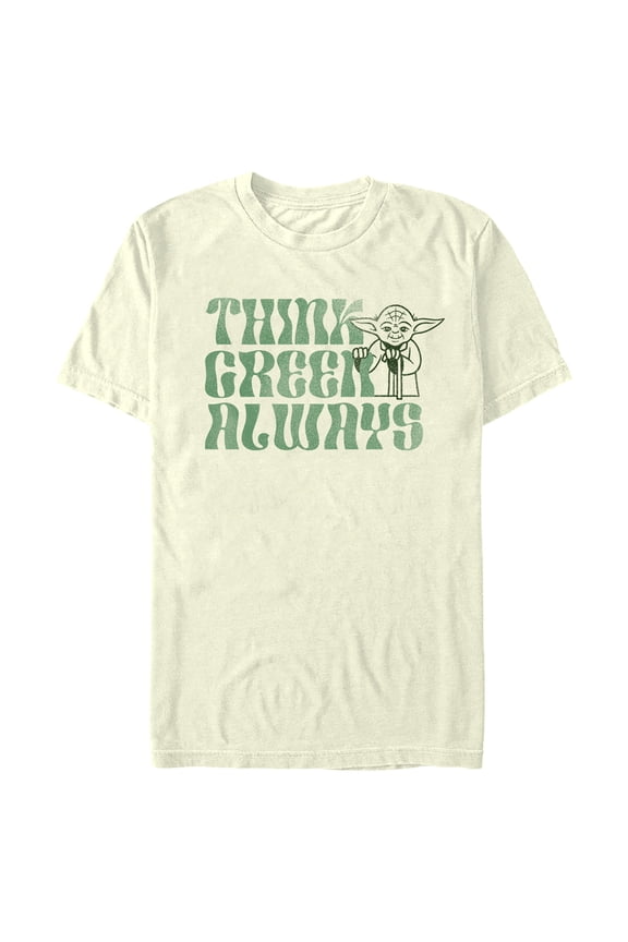 Men's Star Wars Yoda St. Patrick's Day Think Green Always Graphic Tee Beige Small