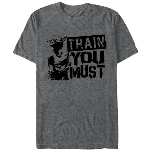 Men's Star Wars Yoda Train You Must  Graphic Tee Charcoal Heather Small